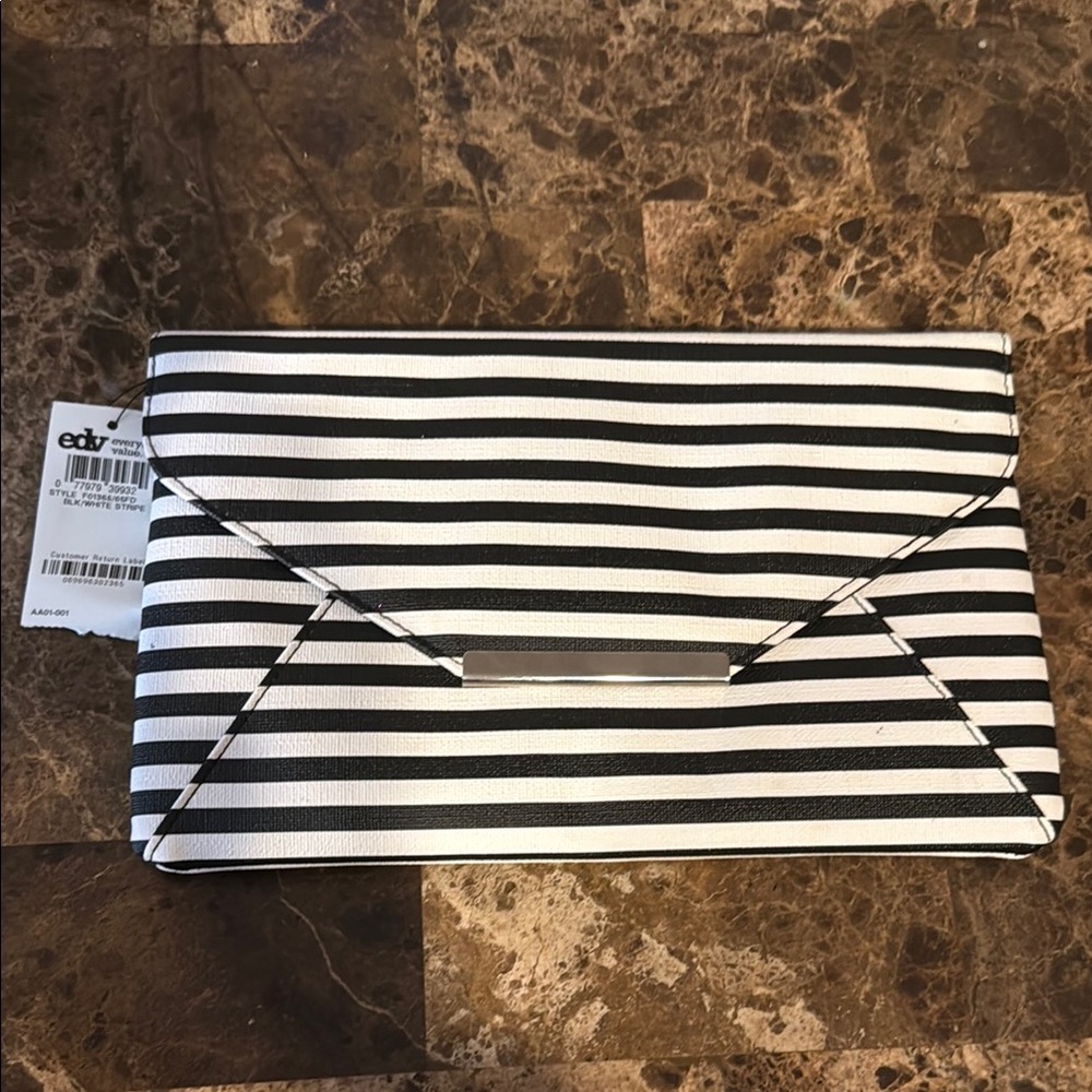 Black and White Striped Clutch